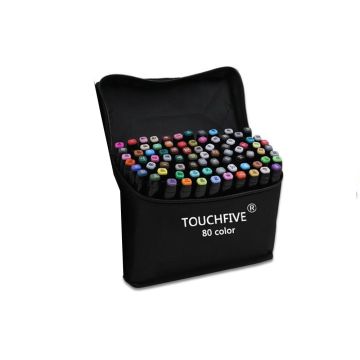 TouchFive Markers 80 Colors Broad Fine Sketch Pen Black case
