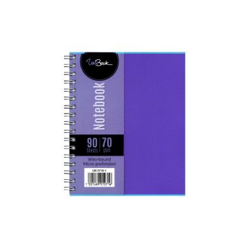 دفتر ملاحظات حلزوني حجم A6 90 ورقة غلاف بلاستيكي صلب - UNIBOOK بنفسجي فلوري