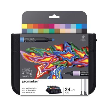 Winsor & Newton ProMarker Set, 24 Count, Arts & Illustration Wallet