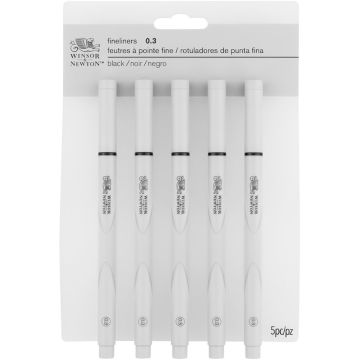 Winsor & Newton Fineliner Pen Sets, 5-Pen Set - .3mm Black