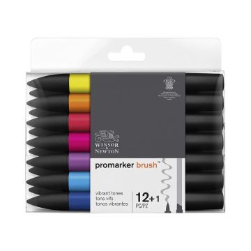 Winsor & Newton ProMarker Brush Set, 12 Count, Vibrant Tones