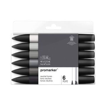 Winsor & Newton ProMarker Set, 6 Count, Neutral Tones