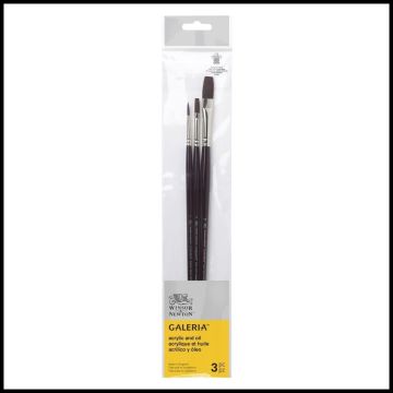 Winsor & Newton Galeria Brush Set, 3-Brushes, Long   Handled