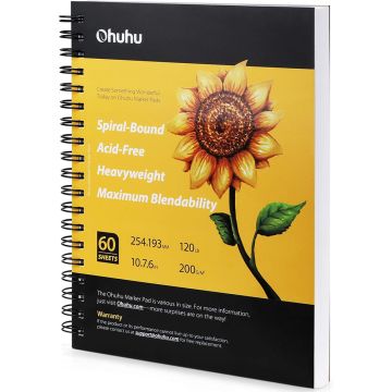 Ohuhu Large Art Sketchbook, 7.6" Ã—10", 200GSM, 60 Sheets